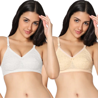 Heena Non-Padded Full Coverage Bra (Pack of 2) - Incare