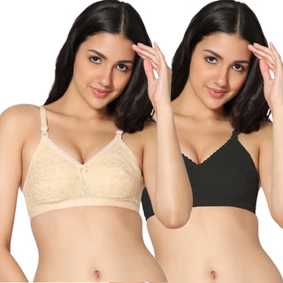 Heena Non-Padded Full Coverage Bra (Pack of 2) - Incare