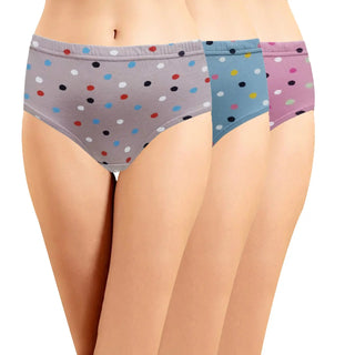 High Rise Hipster Panties with Inner Elastic - (Pack of 3) - Incare