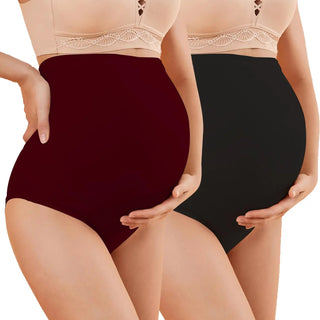 MATERNITY-MAROONBLACK- High Rise Maternity Hipster Brief. - Incare