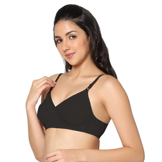 Non-Padded Full Coverage  T-Shirt Bra Black Skin  color  (Pack of 2)