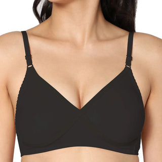 Non-Padded Full Coverage  T-Shirt Bra Black Skin  color  (Pack of 2)