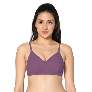 Non-Padded Full Coverage T-Shirt Bra Black Wine color  (Pack of 2)