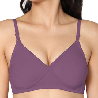 Non-Padded Full Coverage T-Shirt Bra Black Wine color  (Pack of 2)