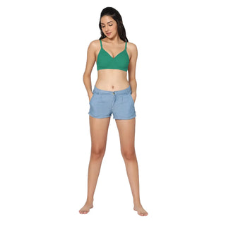 Non-Padded Full Coverage T-Shirt Bra Green Skin color  (Pack of 2)