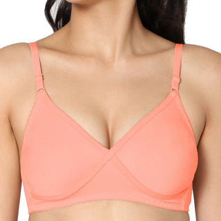 Non-Padded Full Coverage  T-Shirt Bra Peach Black  color  (Pack of 2)