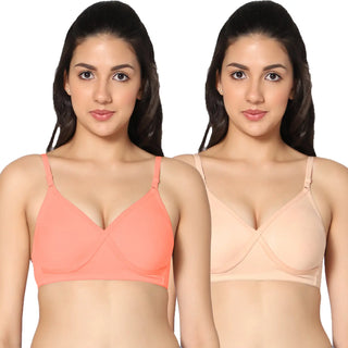 Non-Padded Full Coverage  T-Shirt Bra Peach Skin color  (Pack of 2)