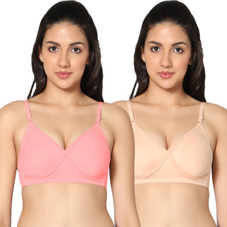 Non-Padded Full Coverage  T-Shirt Bra Pink Skin  color  (Pack of 2)