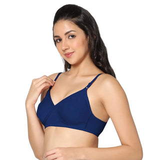 Non-Padded Full Coverage  T-Shirt Bra RoyalBlue Black  color  (Pack of 2)