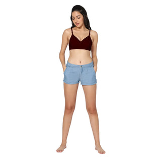 Non-Padded Full Coverage T-Shirt Bra Royalblue Maroon color  (Pack of 2)