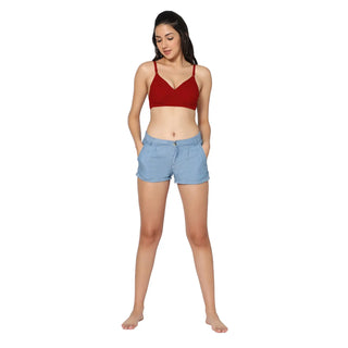 Non-Padded Full Coverage T-Shirt Bra Royalblue Red color  (Pack of 2)