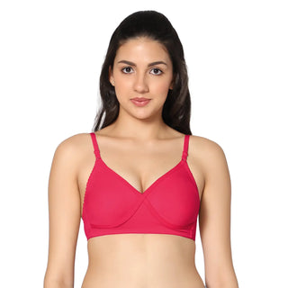 Non-Padded Full Coverage T-Shirt Bra Magenta Green color  (Pack of 2)