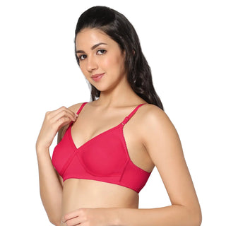 Non-Padded Full Coverage T-Shirt Bra Magenta Green color  (Pack of 2)