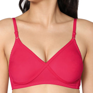 Non-Padded Full Coverage T-Shirt Bra Magenta Green color  (Pack of 2)