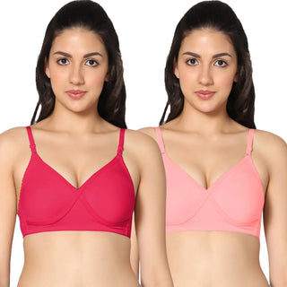 Non-Padded Full Coverage  T-Shirt Bra Magenta Pink color (Pack of 2)