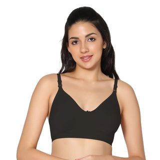 Full Coverage Non-Padded Black and Pink Color Bra (Pack of 2)