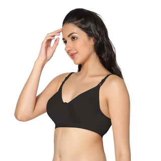 Full Coverage Non-Padded Black and Pink Color Bra (Pack of 2)