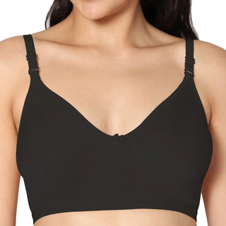 Full Coverage Non-Padded Black and Pink Color Bra (Pack of 2)