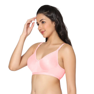 Full Coverage Non-Padded Black and Pink Color Bra (Pack of 2)