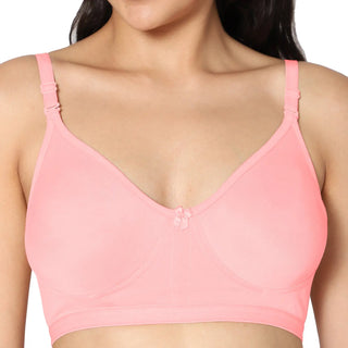 Full Coverage Non-Padded Black and Pink Color Bra (Pack of 2)