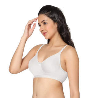 Full Coverage Non-Padded White and Magenta Color Bra (Pack of 2)