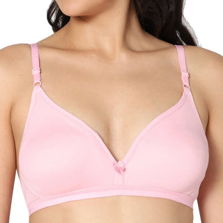 Half Coverage Non-Padded Pink White Color Regular Bra (Pack of 2)