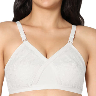 Zoya Non-Padded Full Coverage Embroidery Cotton Bra (Pack of 1) - Incare