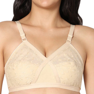 Zoya Non-Padded Full Coverage Embroidery Cotton Bra (Pack of 1) - Incare