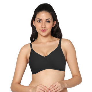 Medium Coverage Padded Tshirt Black Color Bra (Pack of 1)