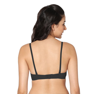 Medium Coverage Padded Tshirt Black Color Bra (Pack of 1)