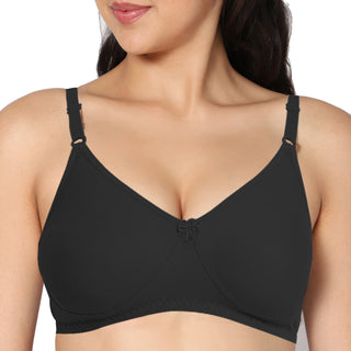 Medium Coverage Padded Tshirt Black Color Bra (Pack of 1)