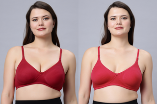 Non padded medium coverage Red and Magenta Color Everyday Bra (Pack of 2)