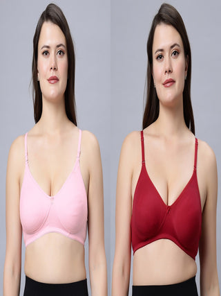 Navya Solid Color Full-Coverage Lightly Padded T-shirt bra, (Pack of 2) Incare