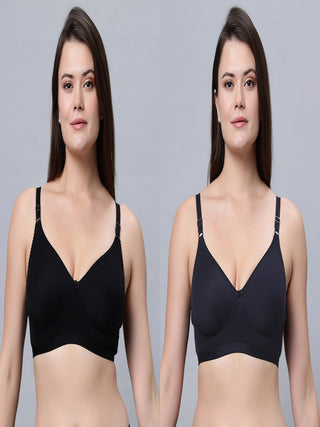 Full coverage Non Padded Bra N.blue Black color (Pack of 2)