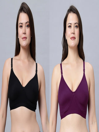 Suhana Non-Padded Full Coverage T-Shirt Bra (Pack of 2) Incare