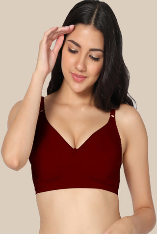 Full coverage Non Padded Bra Maroon Skin color (Pack of 2)