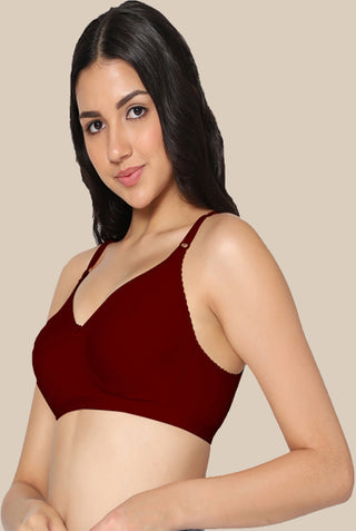 Full coverage Non Padded Bra Maroon Skin color (Pack of 2)