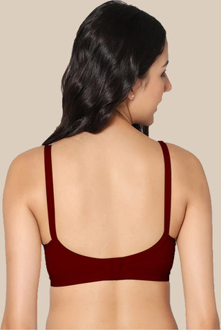 Full coverage Non Padded Bra Maroon Skin color (Pack of 2)