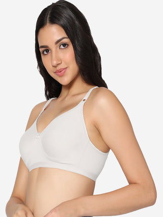 Full Coverage Non-Padded T-Shirt Bra White Coffee color  (Pack of 2)